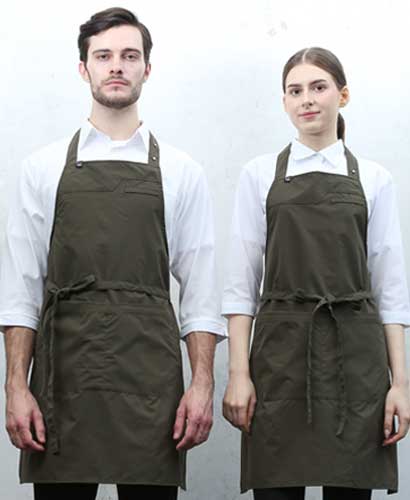 Q-980 카키 스틸스냅 목걸이 앞치마 [CSN]