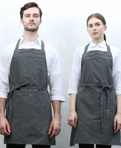 Q-981 그레이 스틸스냅 목걸이 앞치마 [CSN]