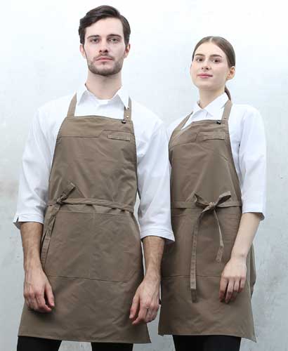 Q-985 베이지 스틸스냅 목걸이 앞치마 [CSN]