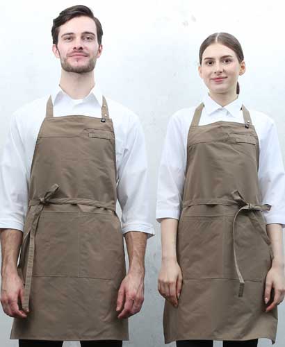 Q-985 베이지 스틸스냅 목걸이 앞치마 [CSN]