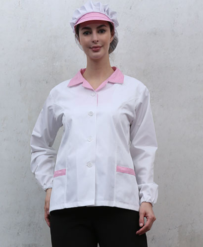 HA-120 45수 핑크체크 ★쿨스판 위생복