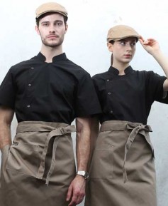 KO-3621 블랙 원버튼 반팔 조리복