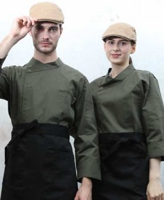 CD-352 카키 크로스넥 7부 긴팔 겸용 조리복