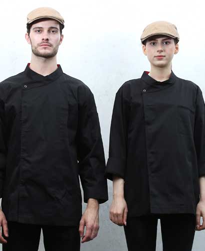 CD-3521 검정 크로스넥 7부 긴팔 겸용 조리복