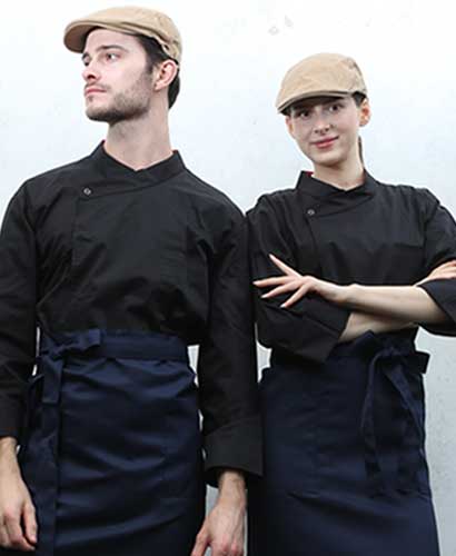 CD-3521 검정 크로스넥 7부 긴팔 겸용 조리복