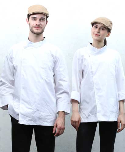 CD-3522 흰색 크로스넥 7부 긴팔 겸용 조리복