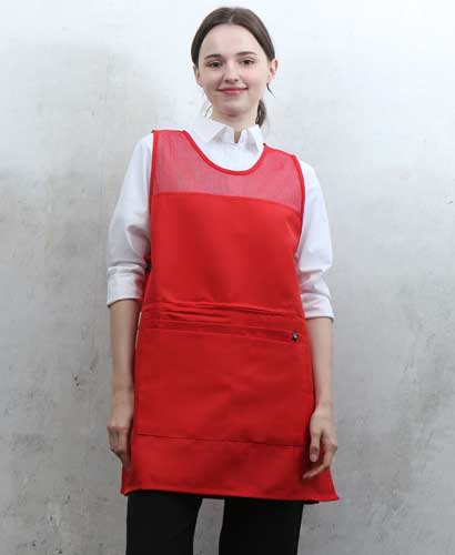 AP-044 적색 지퍼포켓원피스 앞치마[P003]