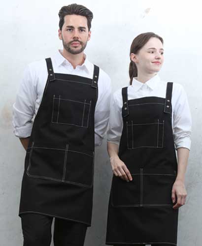 AP-7931 블랙 스티치 스냅단추 H형 앞치마