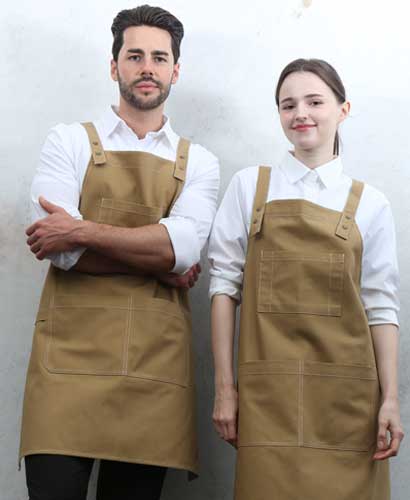 AP-7932 올리브 스티치 스냅단추 H형 앞치마