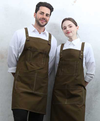 AP-7933 카키 스티치 스냅단추 H형 앞치마
