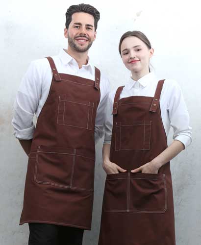 AP-7934 브라운 스티치 스냅단추 H형 앞치마