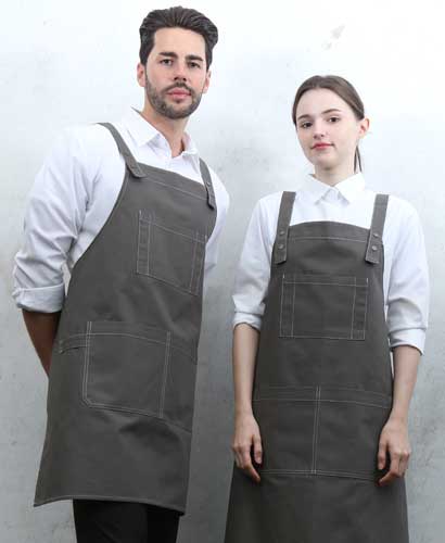 AP-7935 그레이 스티치 스냅단추 H형 앞치마