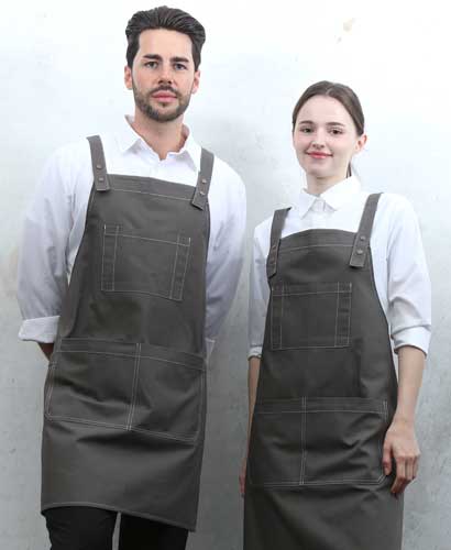 AP-7935 그레이 스티치 스냅단추 H형 앞치마