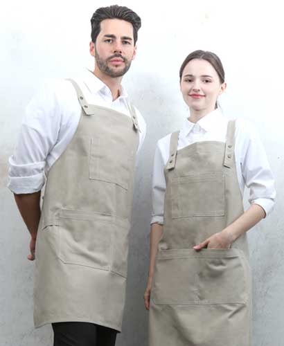 AP-7937 베이지 스티치 스냅단추 H형 앞치마