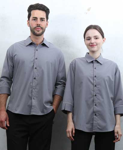 Y-825 NEW 그레이 카라 셔츠 칠부ㅡㅡ(남여공용 사이즈)