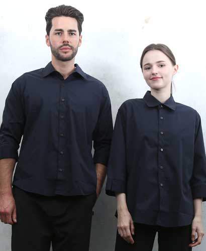 Y-826 NEW 네이비 카라 셔츠 칠부ㅡㅡ(남여공용 사이즈)