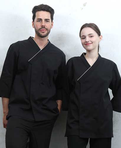 KO-4011 블랙 브이넥카라 칠부 조리복ㅡㅡ(남여공용 사이즈)