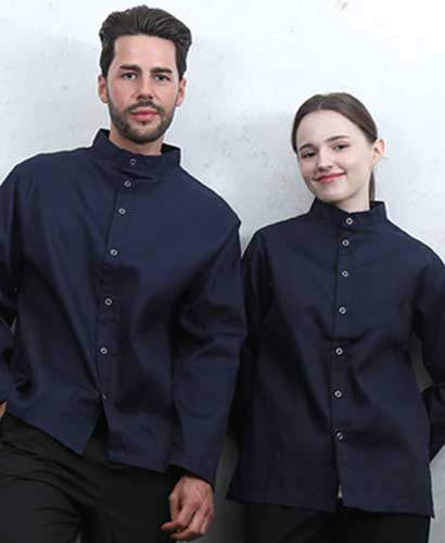 KO-165-3 네이비 베이직 스탠딩카라 긴팔조리복