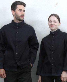 KO-165-2 블랙 베이직 스탠딩카라 긴팔조리복