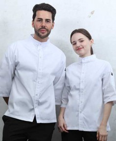 KO-166-1 화이트 베이직 스탠딩카라 칠부조리복