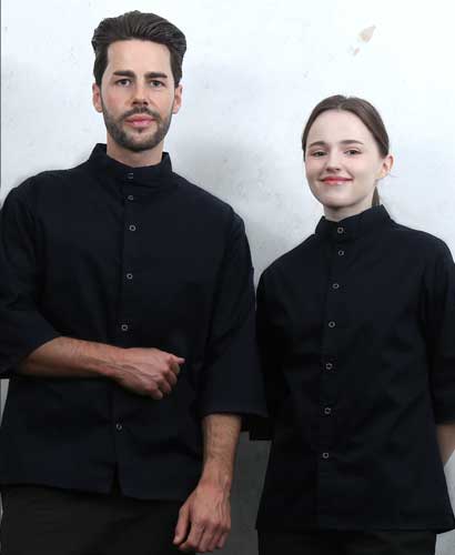 KO-166-2 블랙 베이직 스탠딩카라 칠부조리복