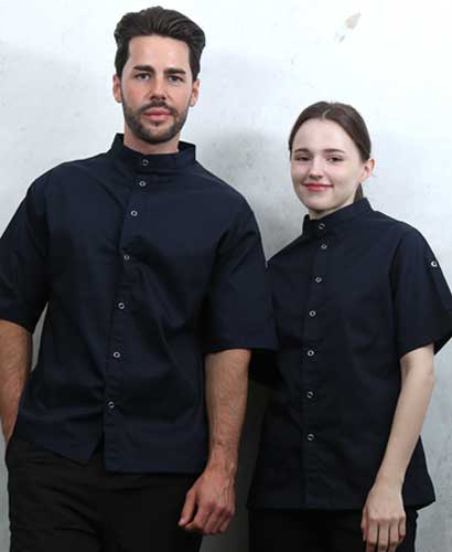 KO-167-3 네이비 베이직 스탠딩카라 반팔조리복