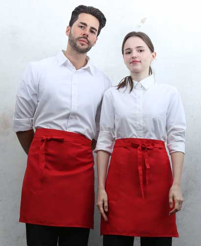 Q-373 레드 사이드 원포켓 허리앞치마[PW08]