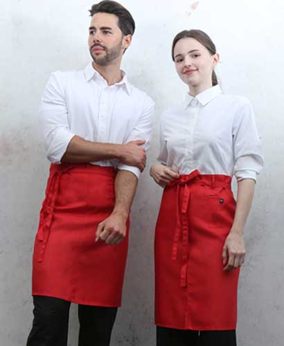 Q-473 레드 미니포켓 심플 허리앞치마[PW04]