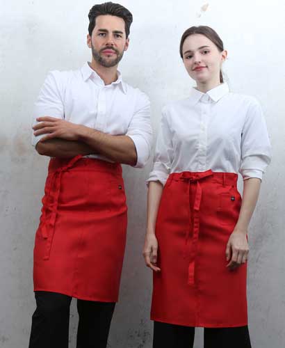 Q-473 레드 미니포켓 심플 허리앞치마[PW04]