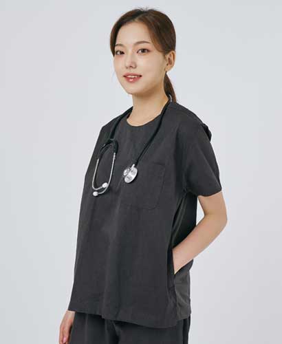 101W-2 여성 쿨스판 V넥 베이직 스크럽 그레이[IT-101W-2]