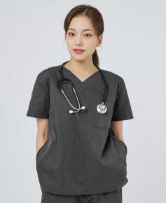 101W-2 여성 쿨스판 V넥 베이직 스크럽 그레이[IT-101W-2]