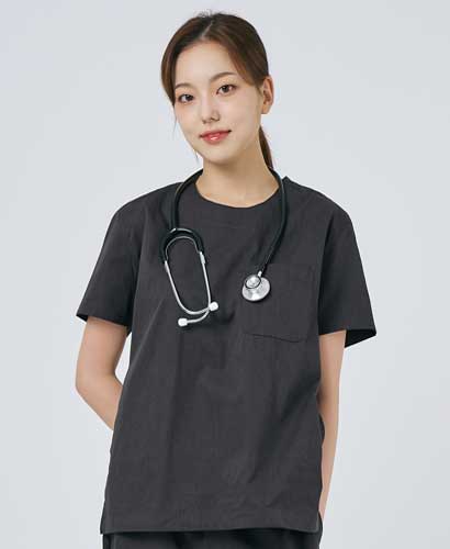 201W-2 여성 쿨스판 크루넥 베이직 스크럽 그레이