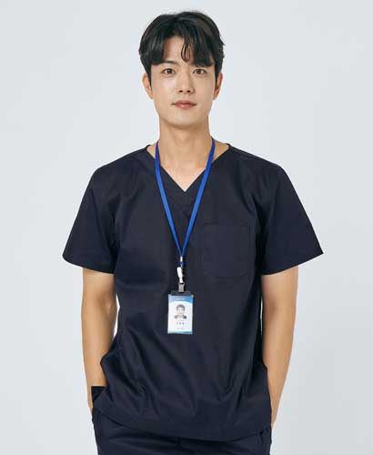 101M-1 남성 쿨스판 V넥 베이직 스크럽 네이비