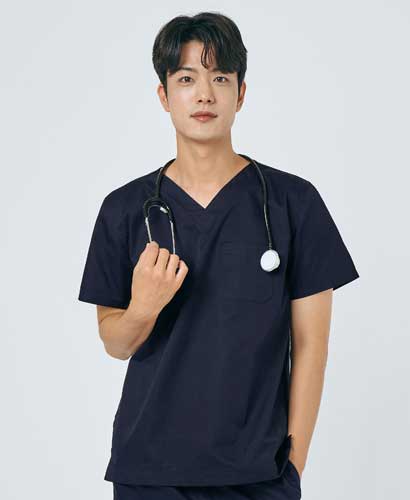 101M-1 남성 쿨스판 V넥 베이직 스크럽 네이비