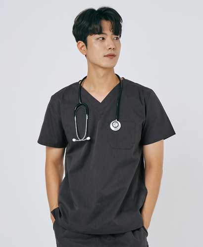101M-2 남성 쿨스판 V넥 베이직 스크럽 그레이