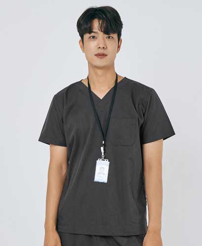 101M-2 남성 쿨스판 V넥 베이직 스크럽 그레이
