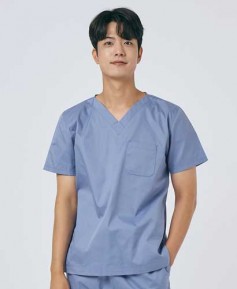 101M-3 남성 쿨스판 V넥 베이직 스크럽 인디고