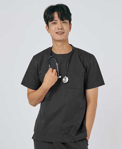 201M-2 남성 쿨스판 크루넥 베이직 스크럽 그레이
