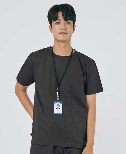 201M-2 남성 쿨스판 크루넥 베이직 스크럽 그레이