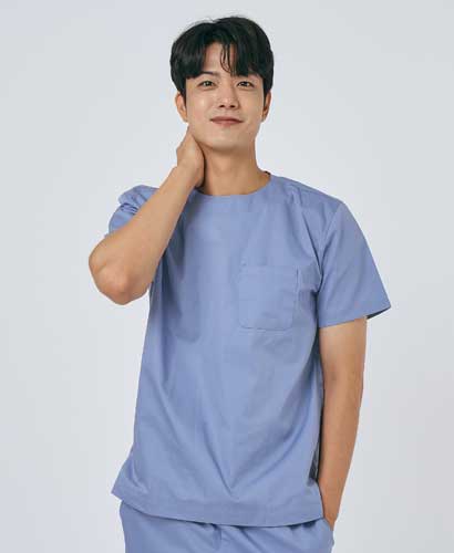 201M-3 남성 쿨스판 크루넥 베이직 스크럽 인디고
