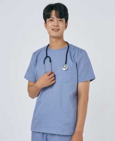 201M-3 남성 쿨스판 크루넥 베이직 스크럽 인디고