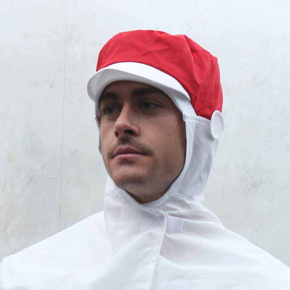 C-348 레드 어깨덮힘 둥근형 식품모자