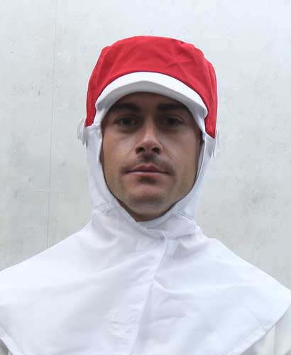 C-348 레드 어깨덮힘 둥근형 식품모자