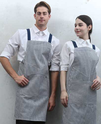Q-700 데님 스트라이프 앞치마 [DH01]