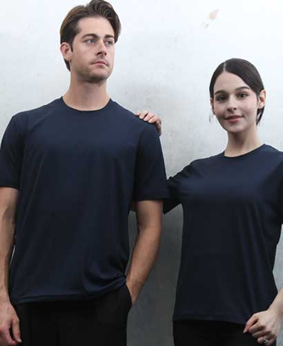 T-12 스판덱스 곤색 라운드 반팔