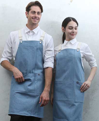 Q-773  연청 데님 캐주얼 앞치마[DH03]