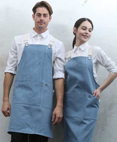 Q-773  연청 데님 캐주얼 앞치마[DH03]