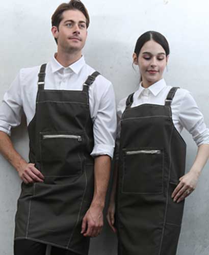 Q-776  카키 지퍼포켓 스티치 앞치마[OH01]