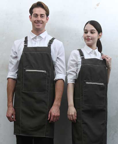 Q-776  카키 지퍼포켓 스티치 앞치마[OH01]