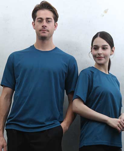 ▶T-42 반팔 쿨론 라운드 고급형 헤리  ((기능성))라운드◀ㅡㅡㅡ(인디블루 )